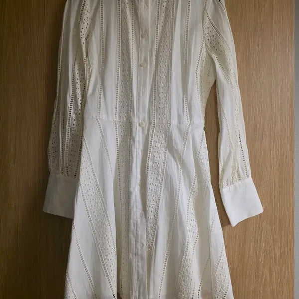 [BUNJANG] Zara Kids Eyelet Mandarin Collar Long Shirt Dress XS / XS 자라 차이나카라 펀칭 원피스 롱셔츠