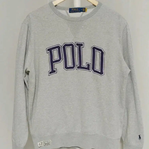 [BUNJANG] Polo Ralph Lauren Big Logo Sweatshirt (Grey/M) / 폴로 랄프로렌 아플리케 빅로고 맨투맨 (그레이/M)