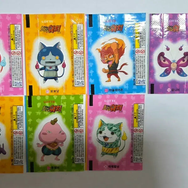 [BUNJANG] Yo-kai Watch Classic Sticker Sheet Set (7 Types) / 일괄) 고전 요괴워치 해태 판박이 7종 레드로 껌 문구