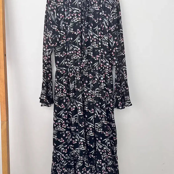 [BUNJANG] Le Shop Flower Pattern Long Dress Black / F]르샵 플라워 패턴 롱 원피스 블랙