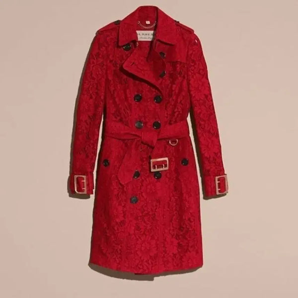 [BUNJANG] Burberry Sandringham Red Lace Trench Coat / 정품 버버리 샌드링앰레드 레이스 트렌치코트