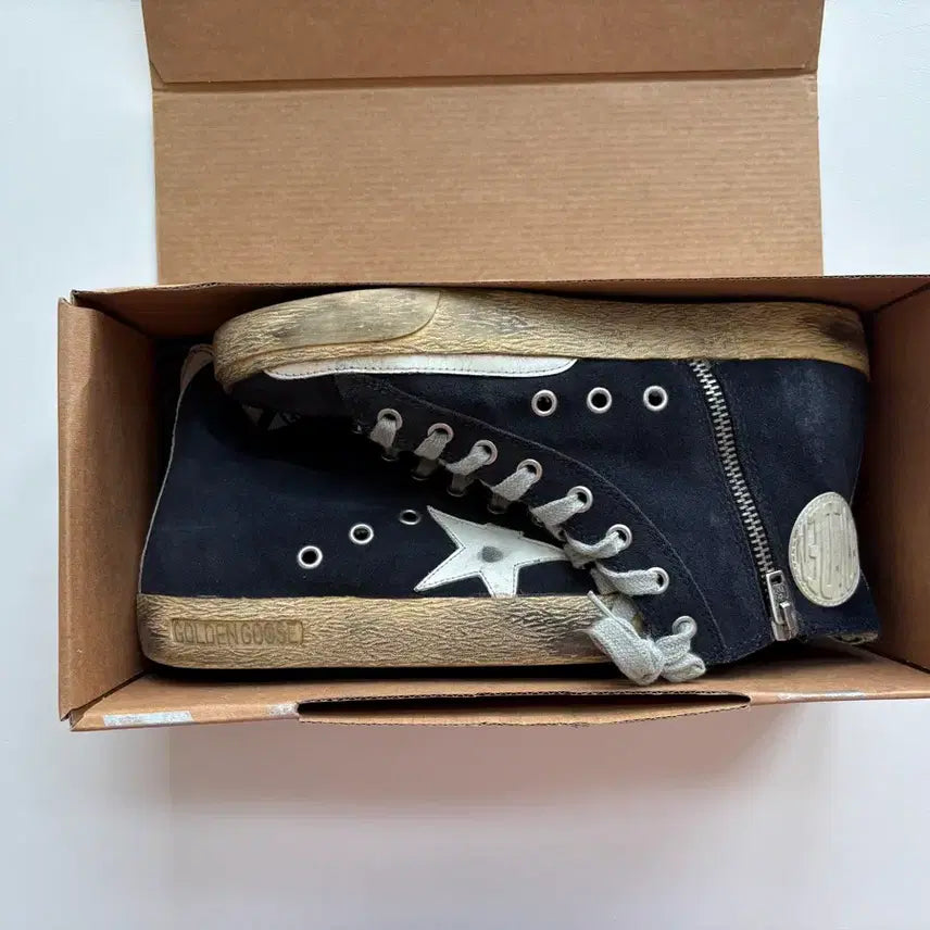 [BUNJANG] Golden Goose Franci Navy Suede High-Top Sneakers Size 37 / 골든구스 프란시 네이비 스웨이드 하이탑 37사이즈