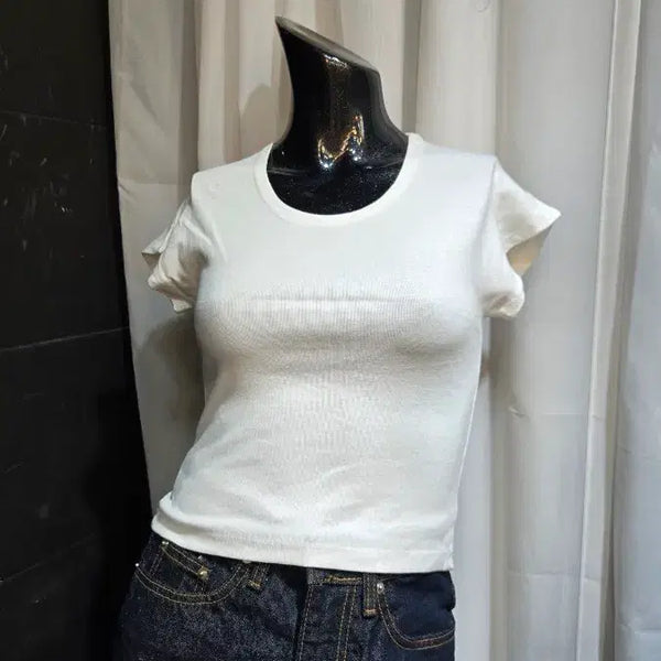 [BUNJANG] Short Cap Sleeve White T-shirt / 쇼트 캡소매 화이트 반팔