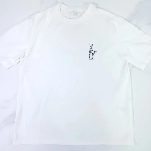 [BUNJANG] AMI Paris Illust White T-Shirt / 아미 일러스트 화이트 반팔 티셔츠 95