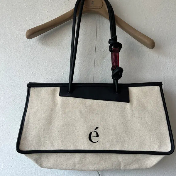 [BUNJANG] Archive Appk Black Ivory Canvas Cotton Bag Cotton Shoulder Bag / 아카이브앱크 블랙아이보리 캔버스코튼백 코튼숄더백