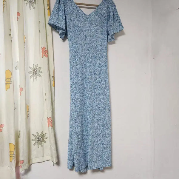 [BUNJANG] Resort Maxi Dress - Blue, Free Size / 등 오픈 휴양지 원피스 블루 F