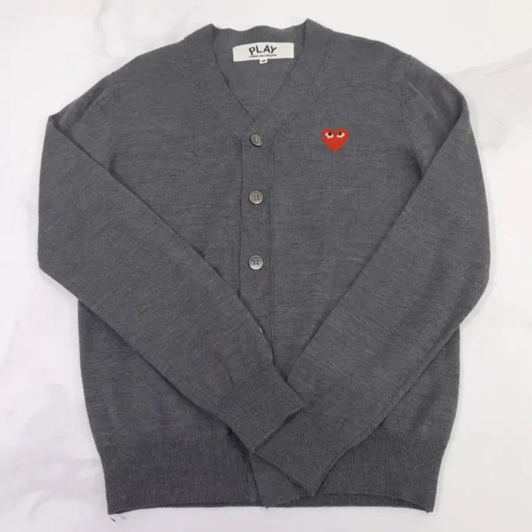 [BUNJANG] Comme des Garçons Play Grey Heart Logo Cardigan M / 꼼데가르송 플레이 하트 로고 그레이 가디건 M