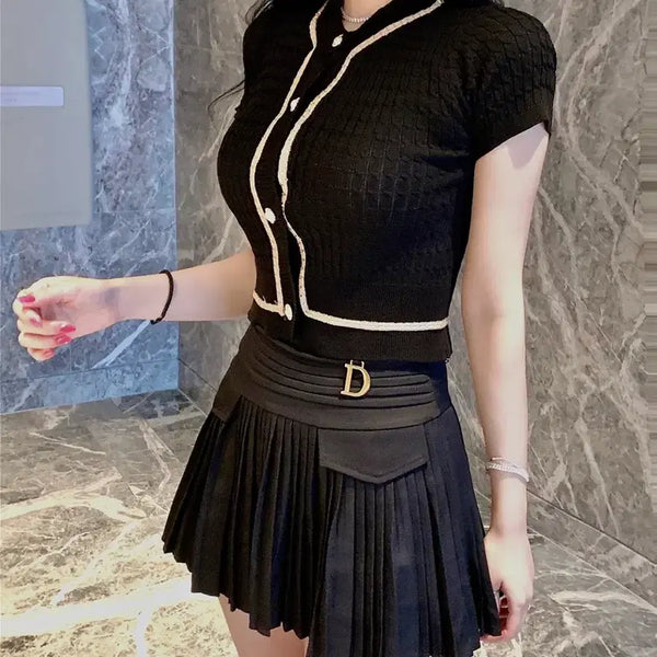 [BUNJANG] Dior D-Ring Pleated Mini Skirt Black / 수입의류 디오르 D링 플리츠 미니 스커트 블랙