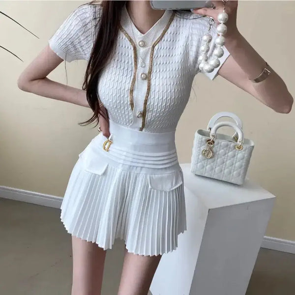 [BUNJANG] Dior D-Ring Pleated Mini Skirt White / 수입의류 디오르 D링 플리츠 미니스커트 화이트