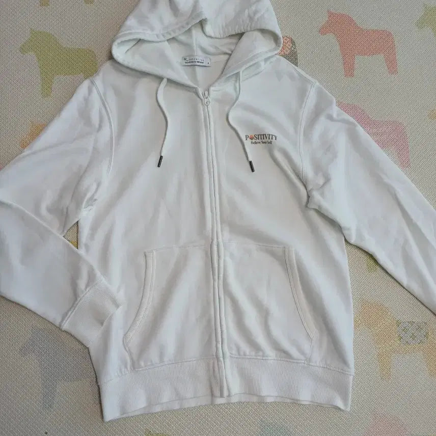 [BUNJANG] Hang Ten White Hoodie Zip-Up (Size S/90) / 행텐 화이트 후드집업 S(90)