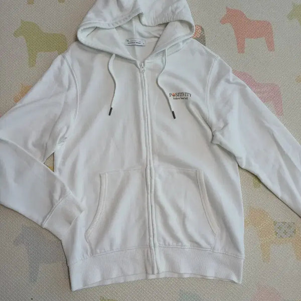 [BUNJANG] Hang Ten White Hoodie Zip-Up (Size S/90) / 행텐 화이트 후드집업 S(90)