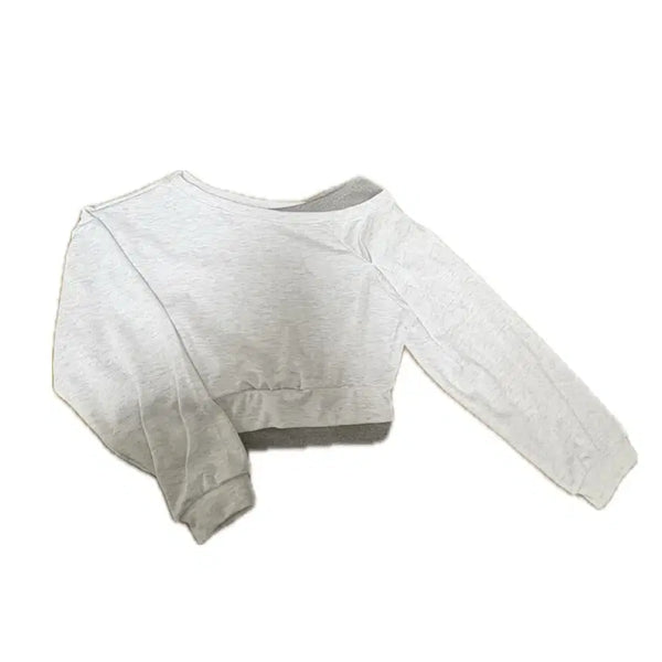 [BUNJANG] Colorblock Asymmetrical Cropped Sweatshirt / 배색 언발 크롭 맨투맨