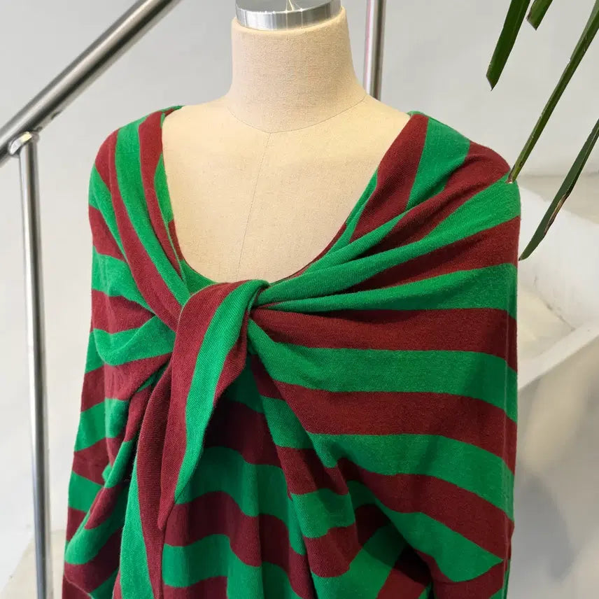[BUNJANG] Tsumori Chisato Green Wine Stripe Long Sleeve Shirt / TSUMORI CHISATO 그린 와인 스트라이프 롱슬리브