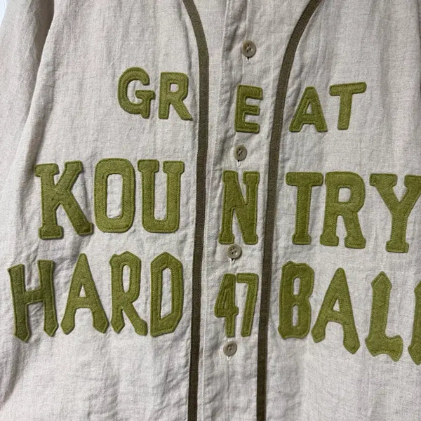 [BUNJANG] Kapital French Linen Baseball Shirt Beige / [4]캐피탈 프렌치 린넨 그레이트 컨트리 베이스볼 셔츠 베이지
