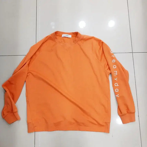 [BUNJANG] Cubus Orange Long Sleeve T-Shirt / CUBUS 90사이즈 주황색 긴팔티셔츠 팔영어로고 포인트 중고