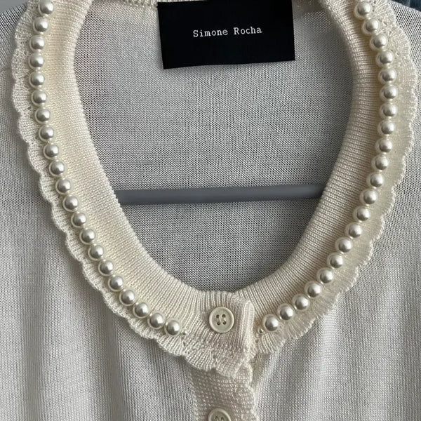 [BUNJANG] Simone Rocha Pearl Embellished Cardigan Ivory M / (m)시몬로샤 진주 장식 가디건 아이보리