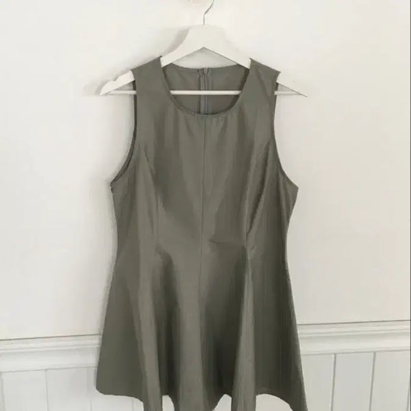 [BUNJANG] Sleeveless Flare Dress Khaki / 새상품) 민소매 플레어 원피스 카키