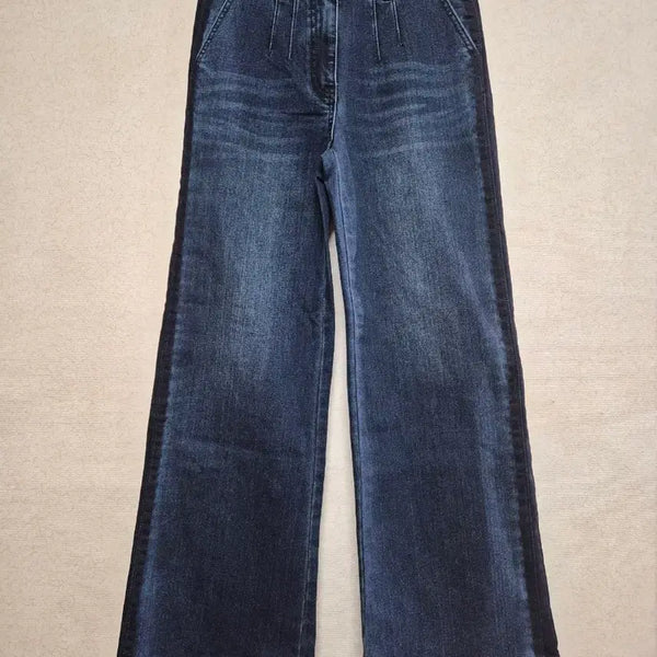 [BUNJANG] Brand Wide Bootcut Washed Denim Jeans / (새상품)  브랜드 통부츠컷  사이드 줄 워싱 데님