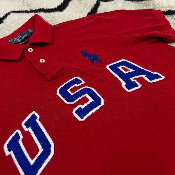 [BUNJANG] Polo Ralph Lauren USA Big Pony Short Sleeve Polo Shirt Red M / [M]폴로랄프로렌 USA 빅포니 카라 반팔/레드