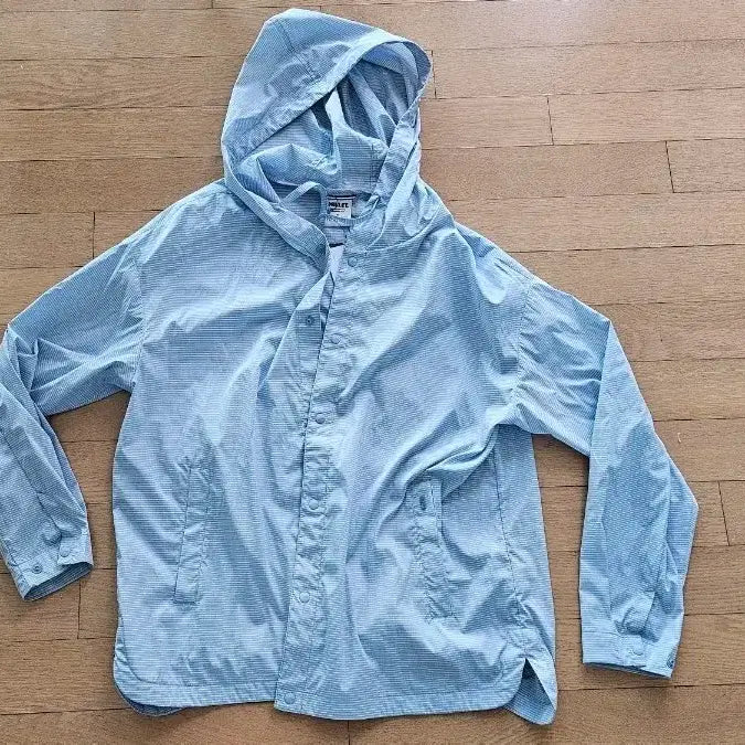 [BUNJANG] Millet Striped Hooded Windbreaker Shirt / 밀레 스트라이프 후드 셔츠형 바람막이