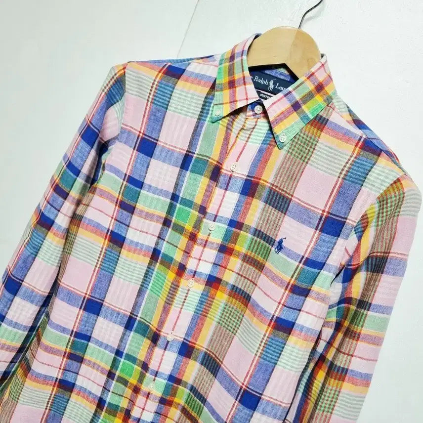 [BUNJANG] Polo Ralph Lauren Men's Pastel Multicolor Linen Long Sleeve Shirt / 남성 폴로 린넨 마 파스텔 멀티컬러 긴팔 남방 셔츠