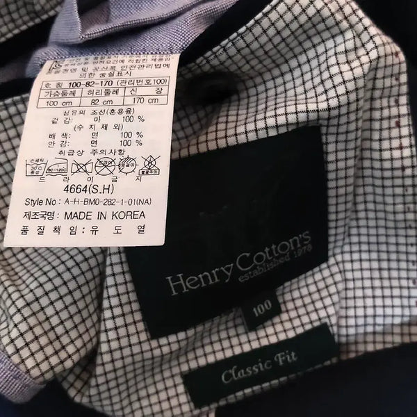 [BUNJANG] Henry Cotton 100% Linen Waxed Jacket / 헨리코튼/마100%자켓/왁싱/정품/남성/100-작은105