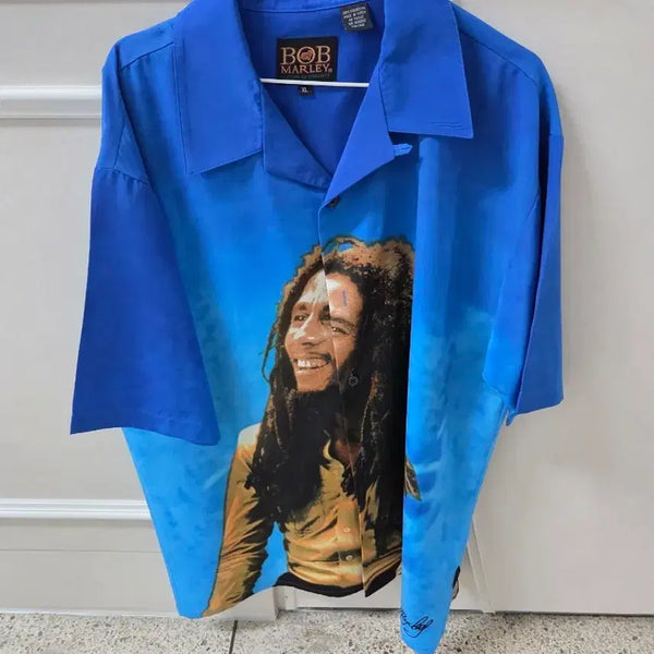 [BUNJANG] Bob Marley Vintage Short Sleeve Shirt Blue XL / 밥말리 빈티지 반팔 셔츠 블루 XL