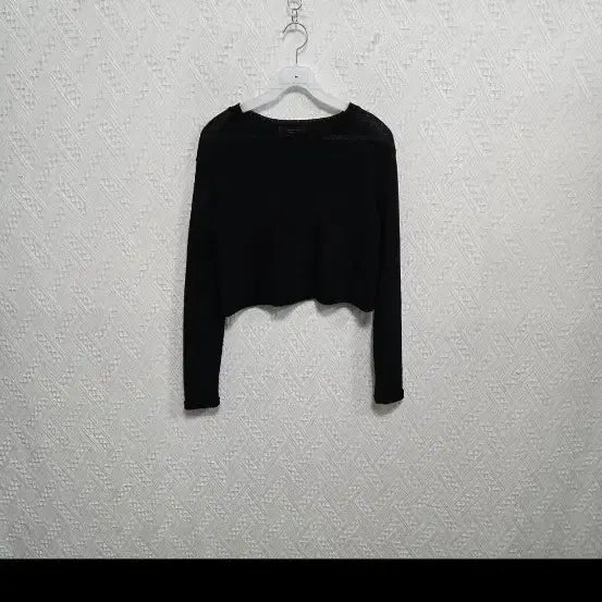 [BUNJANG] Black Cropped Long Sleeve Knit / 블랙 크롭 긴팔 니트