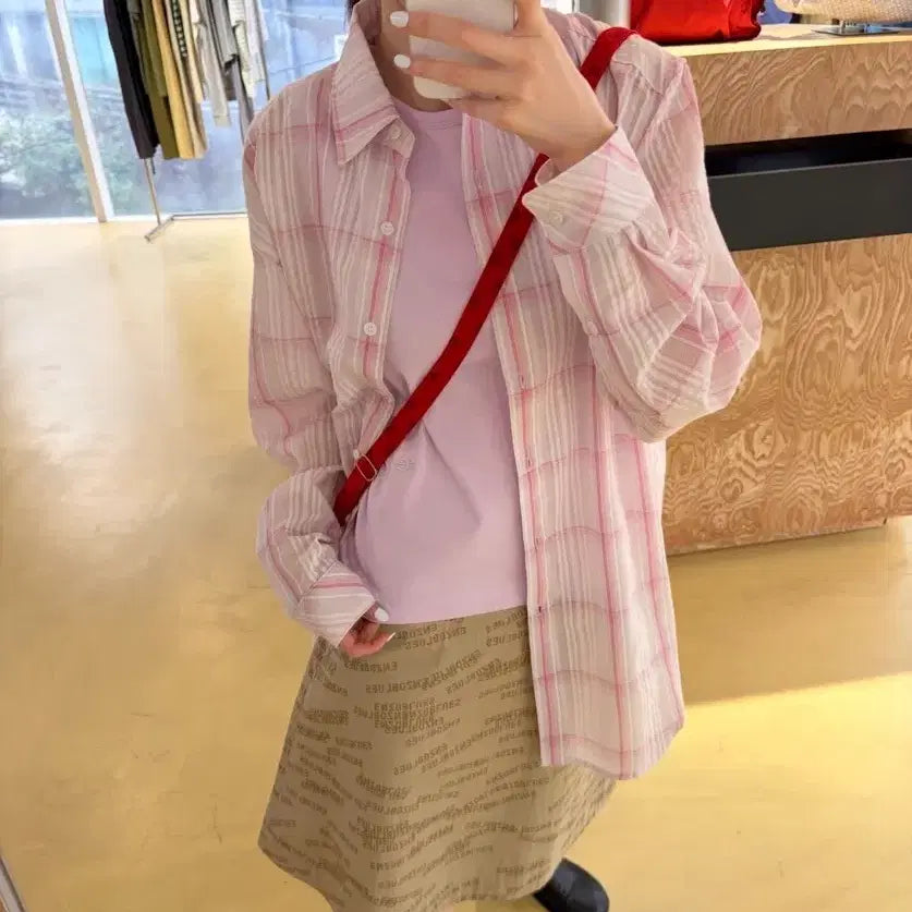[BUNJANG] ENZO BLUES Stamp Cotton Mini Skirt Beige M / 엔조블루스 스탬프 코튼 미니스커트 베이지 m
