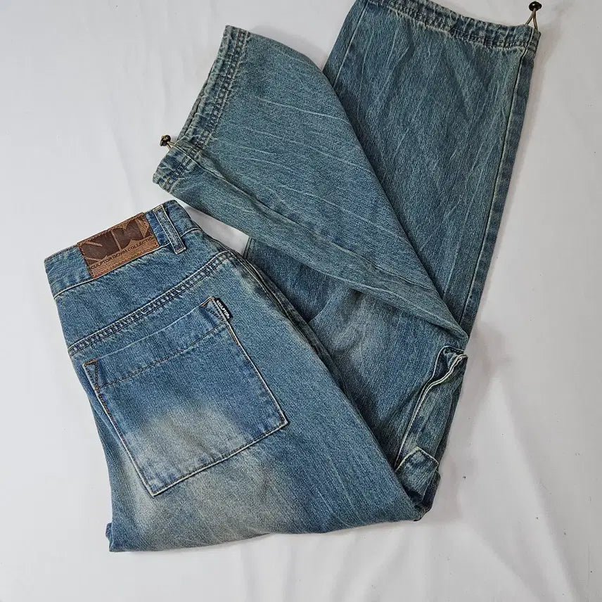 [BUNJANG] Sculptor Washed String Cargo Denim Pants Y2K Oversized Fit / 스컬프터 워싱 스트링 카고 데님팬츠 바지 y2k 오버핏 S