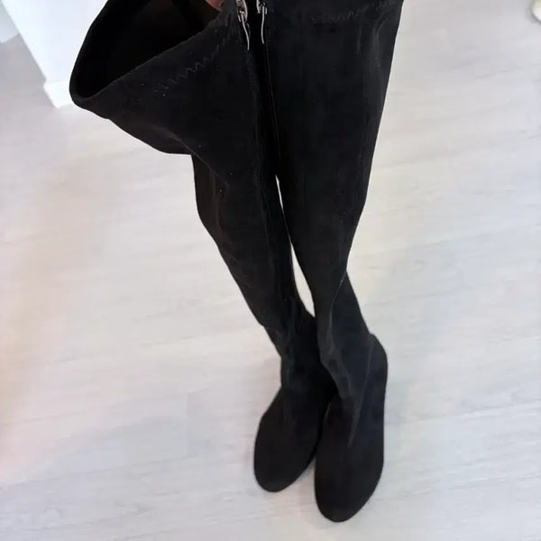 [BUNJANG] Black Suede Tall Boots (230mm) / 블랙 스웨이드 롱부츠230