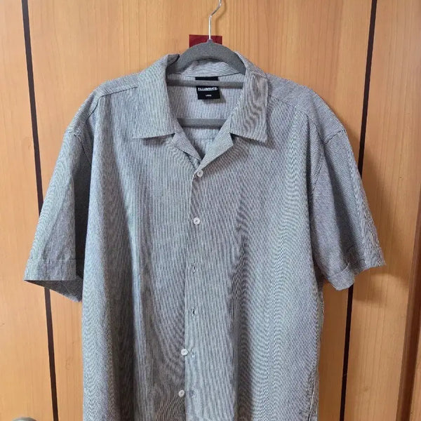 [BUNJANG] Filuminat Stripe Crop Short-Sleeve Shirt / 필루미네이트 스트라이프 크롭 반팔 셔츠