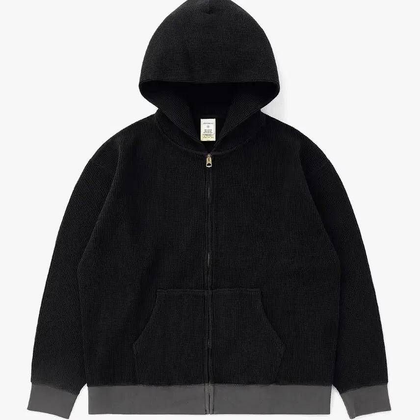 [BUNJANG] Kakis Waffle Full Zip Hoodie - Black / [카키스] Waffle Full Zip Hoodie - 블랙