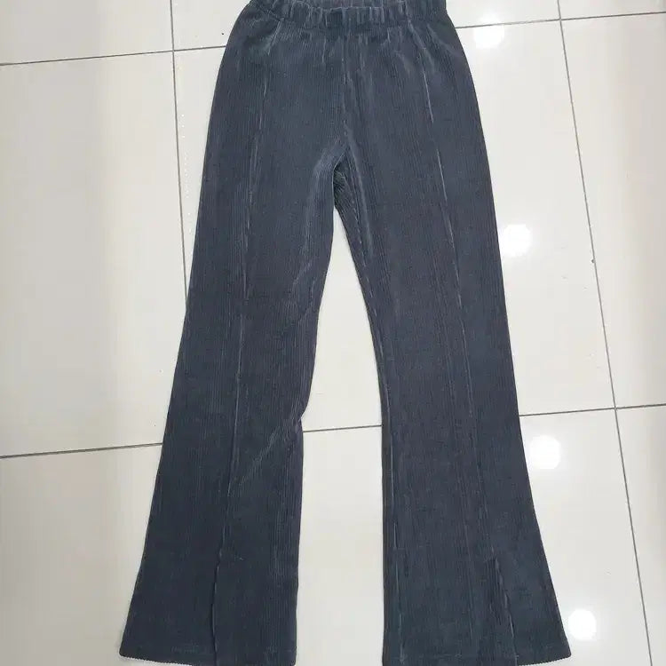 [BUNJANG] FAWZIA L Charcoal Corduroy Bootcut Pants with Waist Banding / FAWZIA L 진회색 허리밴딩 골덴 코듀로이 부츠컷바지 중고 앝밑단트임