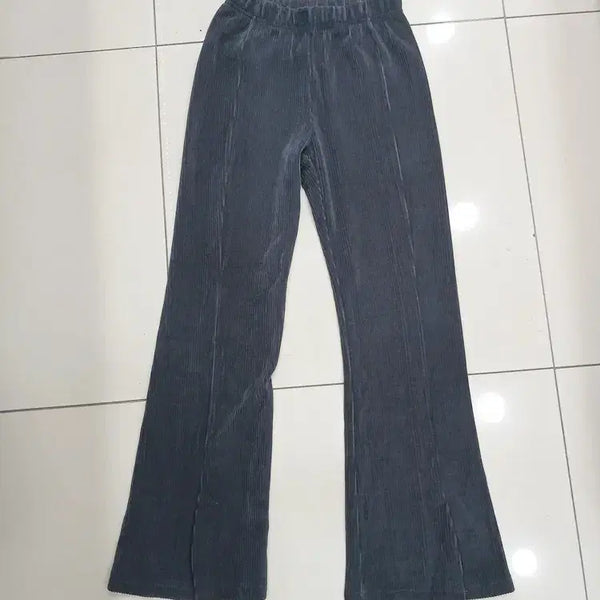 [BUNJANG] FAWZIA L Charcoal Corduroy Bootcut Pants with Waist Banding / FAWZIA L 진회색 허리밴딩 골덴 코듀로이 부츠컷바지 중고 앝밑단트임