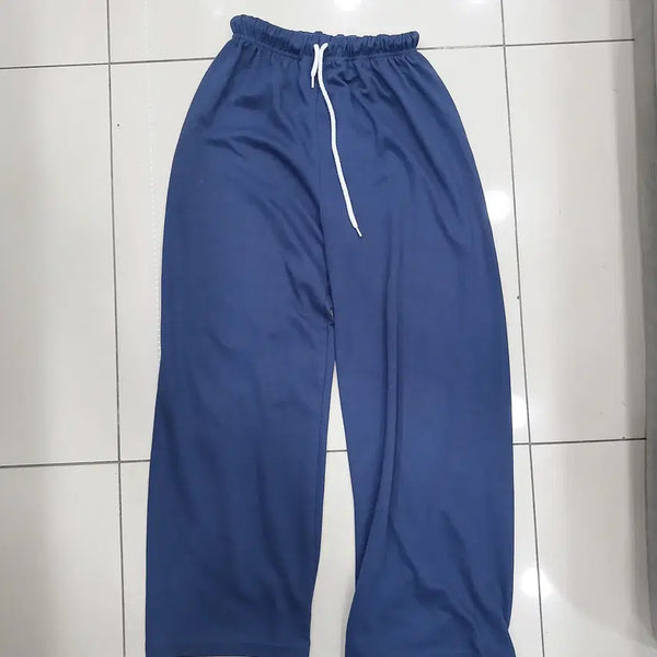 [BUNJANG] Navy Elastic Waistband Wide Training Pants / 네이비 허리밴딩끈 와이드 츄리닝바지 중고 트레이닝 일상복