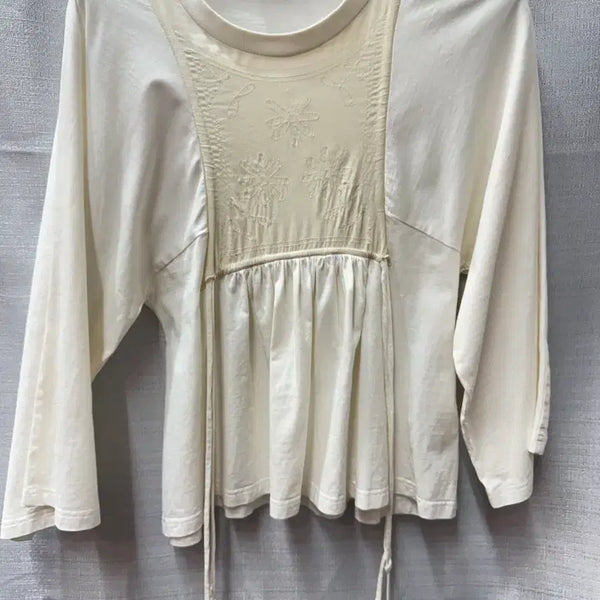 [BUNJANG] Chloé Flower Embroidery Bohemian Long Sleeve XS (S) / 끌로에 플라워 자수 보헤미안 롱슬리브 XS(S)