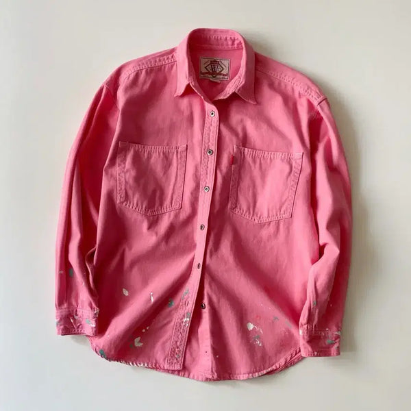 [BUNJANG] Levi's Painting Dyeing Pink Shirt / 리바이스 페인팅 다잉 핑크 셔츠