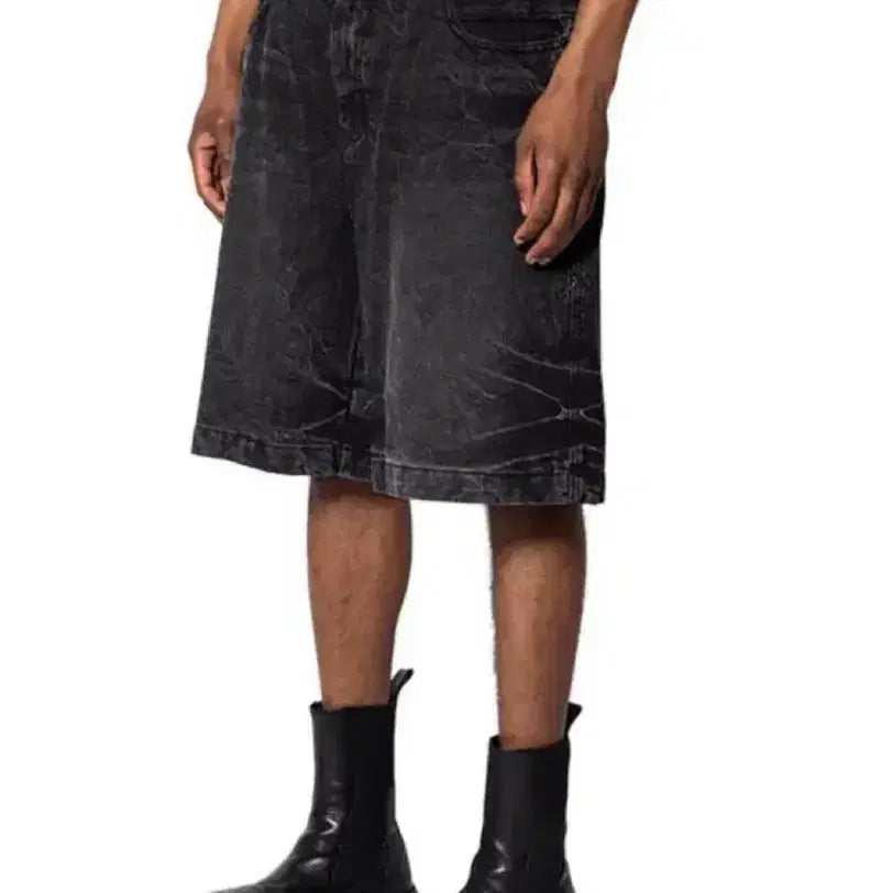 [BUNJANG] Juun.J 25SS Denim Double Waist Shorts Washed Black / 준지 25ss 데님 더블 웨이스트 쇼츠 워싱 블랙
