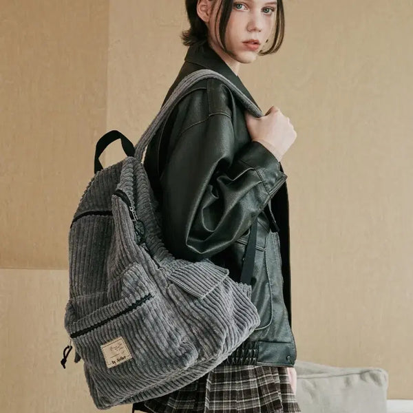 [BUNJANG] Byatellier Corduroy Backpack Grey / 바이아틀리에 백팩 그레이