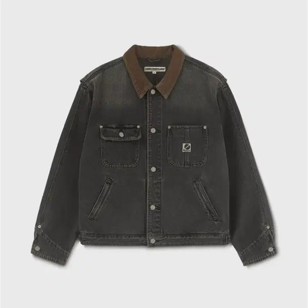 [BUNJANG] Heritage Floss Denim Trucker Jacket Charcoal S / 헤리티지플로스 데님 트러커 자켓 차콜(S)