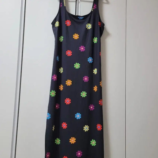 [BUNJANG] Black Floral Long Dress / 플라워 패턴 블랙 롱 원피스