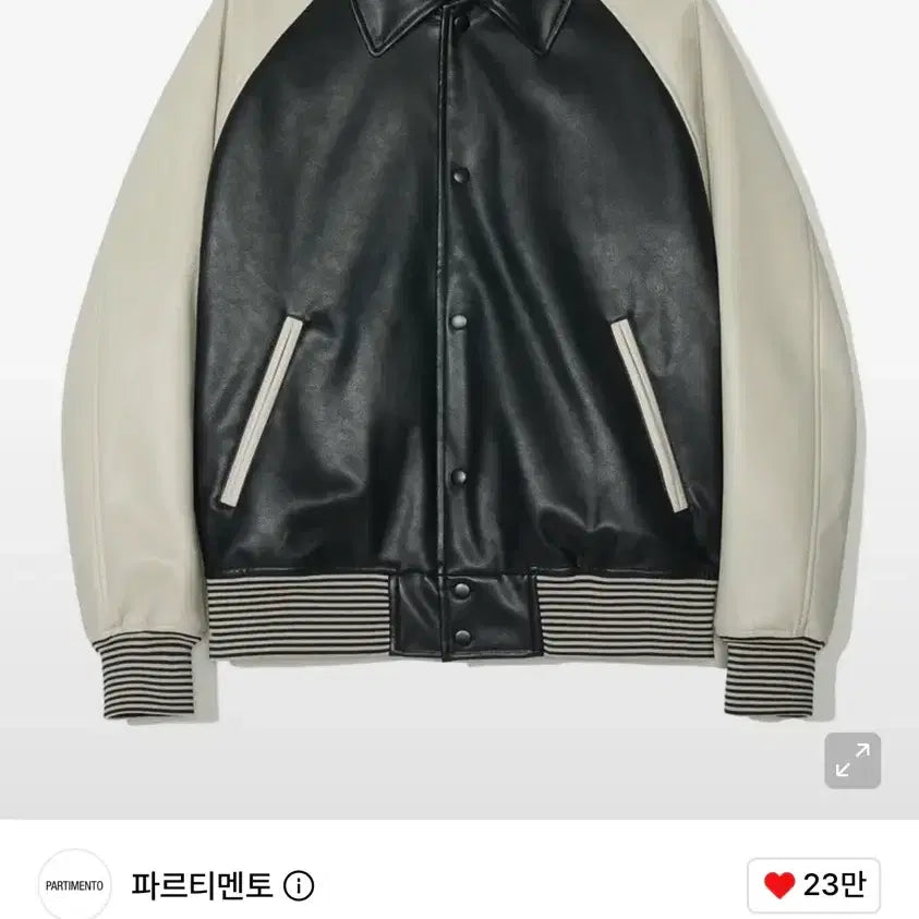 [BUNJANG] Partimento Leather Varsity Jacket Black / 파르티멘토 레더 바시티 자켓 블랙