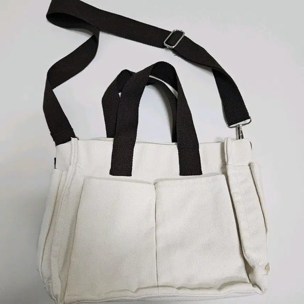 [BUNJANG] Ivory Canvas Crossbody Bag Tote Bag / 새상품 아이보리 캔버스 크로스백 토트백
