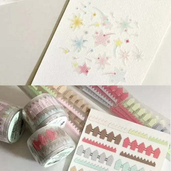 [BUNJANG] Kkumokkumom Meteor Shower Hwaji Fence Grass Dot Kiss Cut Stickers / 꾸모꾸모 별똥별 화지 울타리 잔디 도트 키스컷