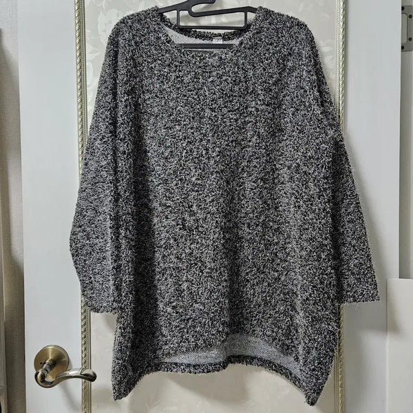 [BUNJANG] Mix Knit Boucle T-Shirt Black/White / 블랙/화이트 믹스 니트 부클티