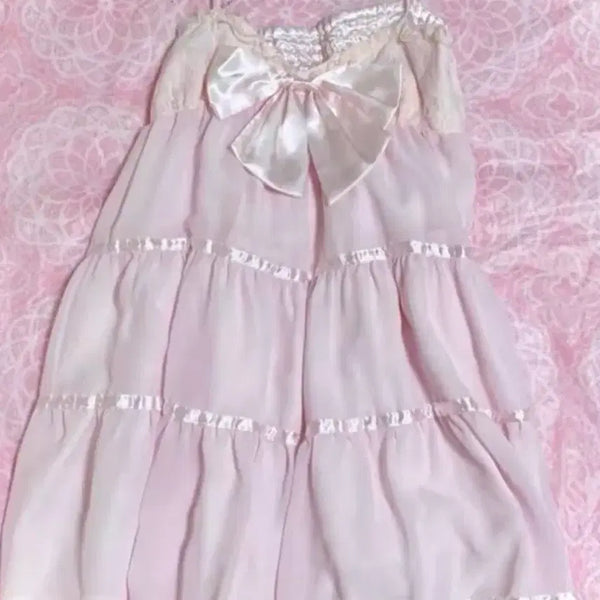 [BUNJANG] tralala Vintage Hime Gyaru Ribbon Kankan Dress / 핀터템)) tralala빈티지 히메갸루리본캉캉원피스 리즈리사트랄라라