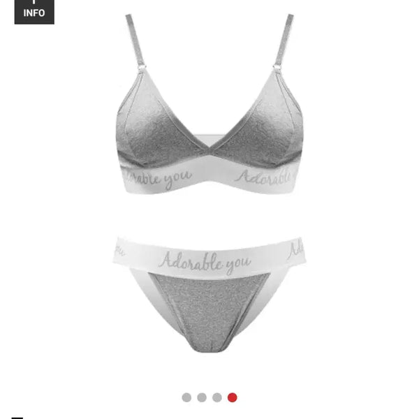 [BUNJANG] Adorable You Signature Bralette and T-Panty Set - Melange Grey / [새상품] 어도러블유 시그니쳐 브라렛 티팬티 세트