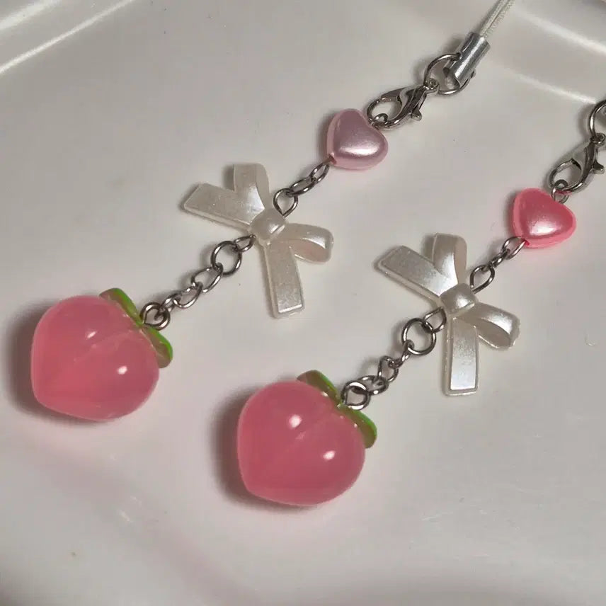 [BUNJANG] Peach Charm Bead Keychain / 복숭아키링 비즈키링