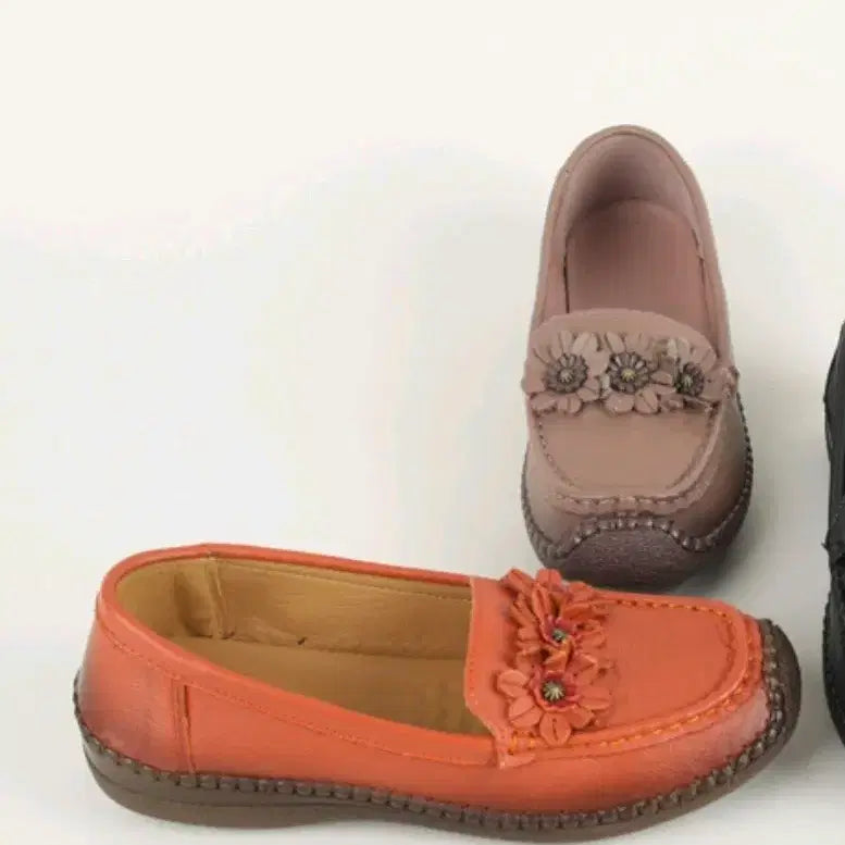 [BUNJANG] Flower Embellished Leather Loafers / 플라워 장식 가죽 로퍼(240(새상품